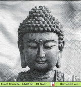Asien - Buddha Kopf aus Stein  - 1 Packung mit 20 Servietten